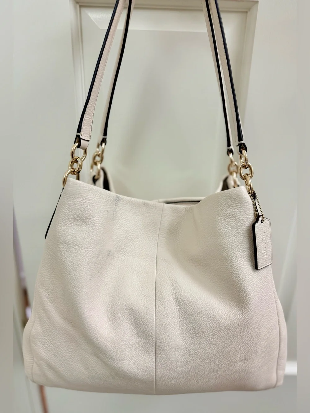 COACH Vintage Y2K Everyday Madison Phoebe White Pebbled Leather Hobo Handbag